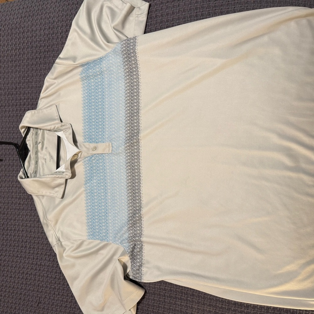 Walter Hagen Cream Polo with Blue and Gray Accents